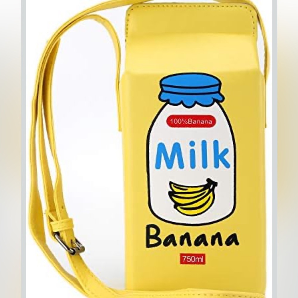 NWOT Kawaii Harajuku Yellow Banana Milk Crossbody Purse / Shoulder Bag